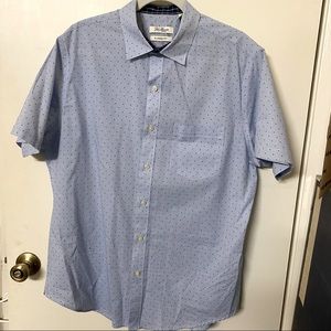 VAN HEUSEN | Collared Dot-pattern Button-Down Short-Sleeve Shirt